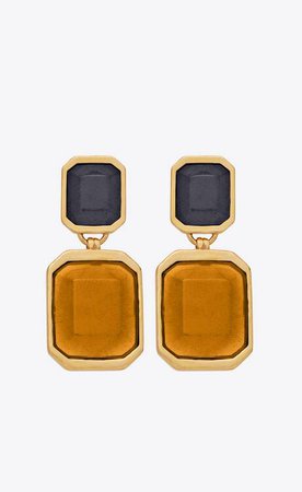 Double octagon drop earrings in metal and resin | Saint Laurent | YSL.com