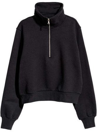 Sweatshirt with Zip - Black