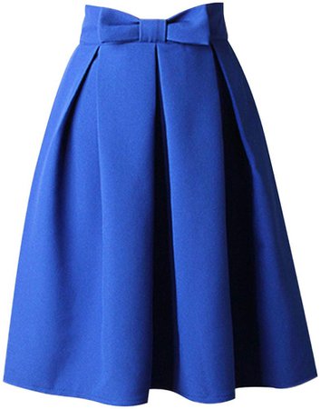 High waist bow blue skirt