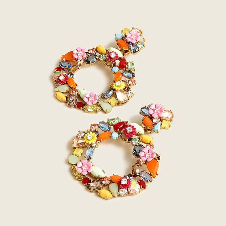 J.Crew: Colorful Floral Hoop Earrings For Women