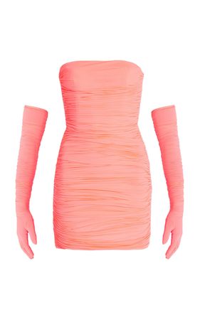 Exclusive Riley Ruched Strapless Mini Dress W. Gloves By Alex Perry | Moda Operandi