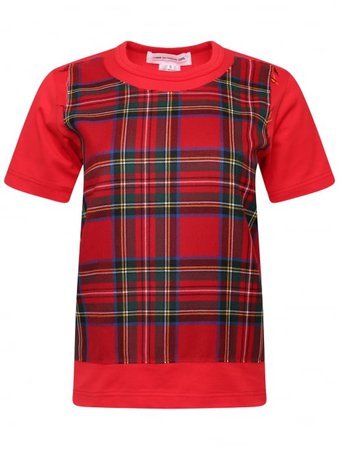 Comme des Garcons Girl Tartan Front T-Shirt in Red | Hervia.com