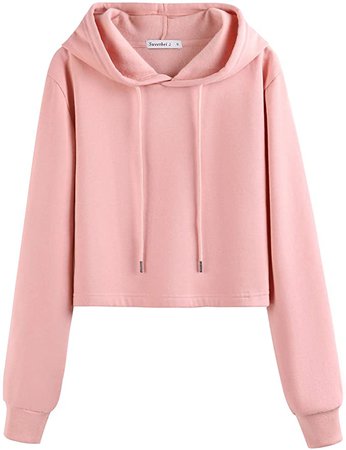 Sweetbei J Womens Loose Fit Crop Hoodie Casual Sweatshirt with Inner Fleece Blue XL at Amazon Women’s Clothing store