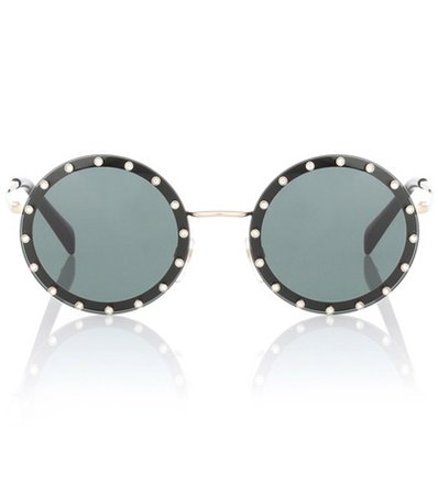 Crystal-embellished round sunglasses