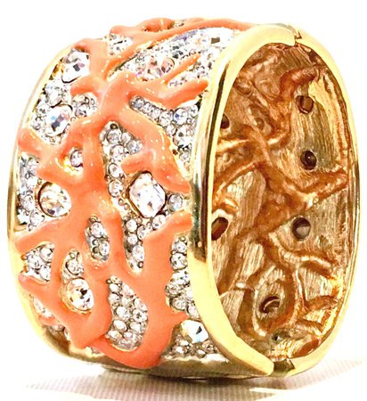 Coral Diamond Cuff Bracelet