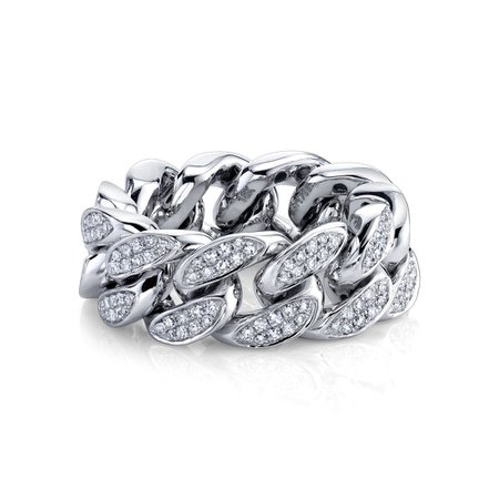 DIAMOND PARTIAL PAVE FLAT LINK RING – SHAY JEWELRY