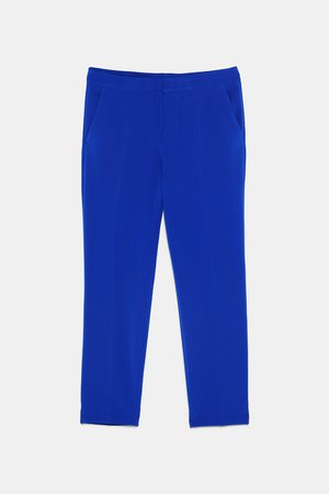 BASIC ANKLE PANTS - SUITS-WOMAN | ZARA United States blue