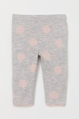 Fine-knit Leggings - Light gray melange/dotted - Kids | H&M US