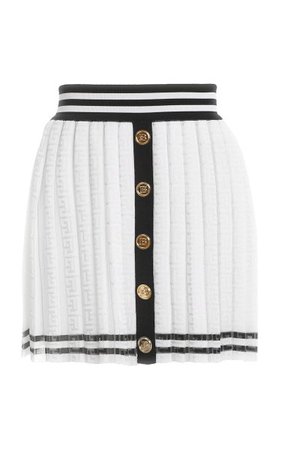 Pleated Monogrammed Jacquard Skirt By Balmain | Moda Operandi