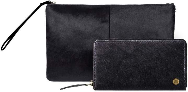 MAHI Leather - Matching Clutch & Purse Gift Set In Black Pony Hair Leather