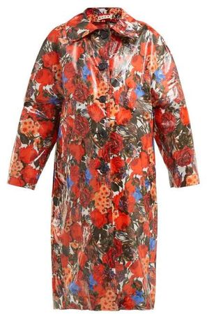 Duncraig Print Waxed Cotton Raincoat - Womens - Red Multi