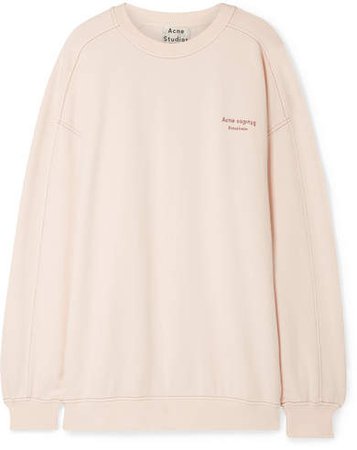 Wora Oversized Embroidered Cotton-terry Sweatshirt - Pastel pink
