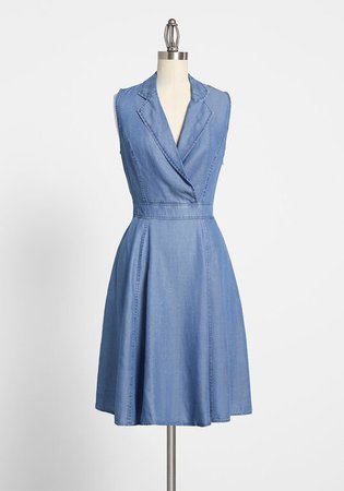 ModCloth Chambray, You Say? A-Line Dress Blue | ModCloth