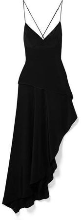 Asymmetric Layered Silk Crepe De Chine Maxi Dress - Black