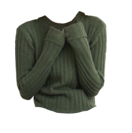 green ribbed sweater