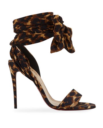 Christian Louboutin Sandale Du Desert Leopard Red Sole Sandals | Neiman Marcus