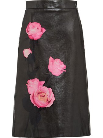 Prada Floral-Print High-Waisted Skirt | Farfetch.com