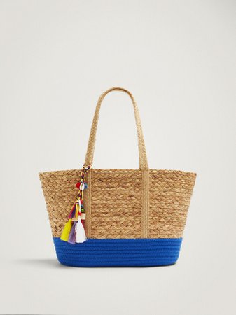 Straw Shopper Bag - Blue - parfois