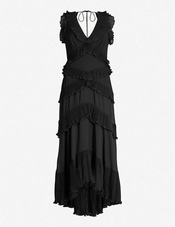 ZIMMERMANN - Super Eight sleeveless tiered-ruffles chiffon midi dress | Selfridges.com