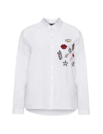 JETTE - Embroidered patch cotton shirt