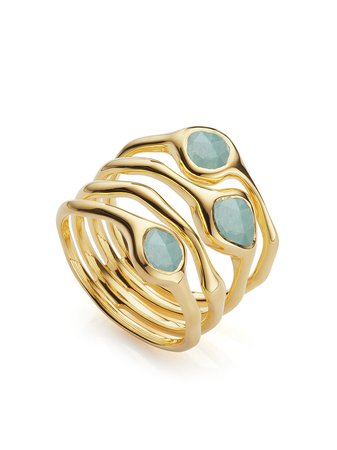 Shop gold & green Monica Vinader Siren cluster cocktail ring with Express Delivery - Farfetch