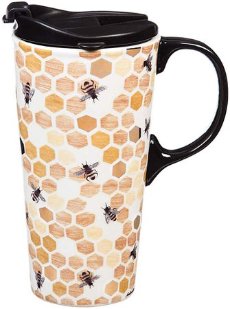 Cypress Home Gold Leaf Butterfly Ceramic Travel Coffee Mug, 17 ounces by Cypress: Amazon.ca: Home & Kitchen