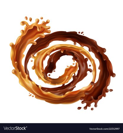3d realistic swirl of chocolate caramel Royalty Free Vector