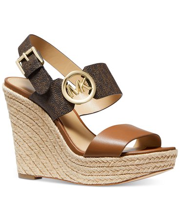 Michael Kors Summer Platform Wedge Sandals & Reviews - Sandals - Shoes - Macy's camel
