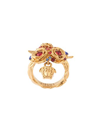 Shop gold & red Versace crystal embellished ring with Express Delivery - Farfetch
