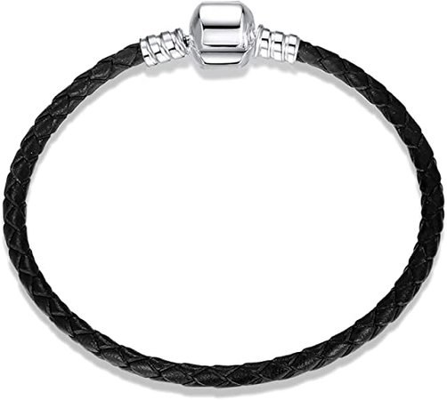 Amazon.com: QeenseKc Black Handmade Braided Wrap Leather Charm Bracelet Barrel Clasp Woven Wrist Jewelry Birthday Gift 7.08": Clothing, Shoes & Jewelry