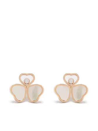 Chopard 18kt Rose Gold Happy Hearts Wings Diamond And mother-of-pearl Stud Earrings - Farfetch