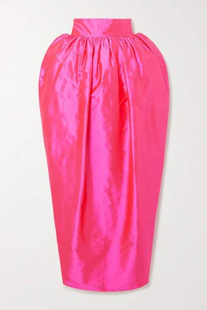 Christopher John Rogers - Draped Silk-taffeta Midi Skirt - Pink