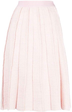 pleated tweed midi skirt