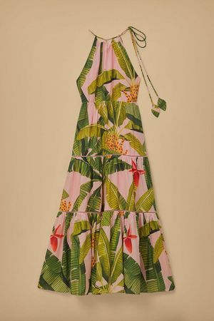 Pink Banana Leaves Sleeveless Maxi Dress – FARM Rio