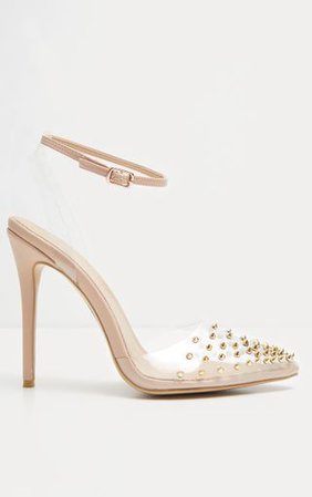 Nude Studded Clear Court | Shoes | PrettyLittleThing