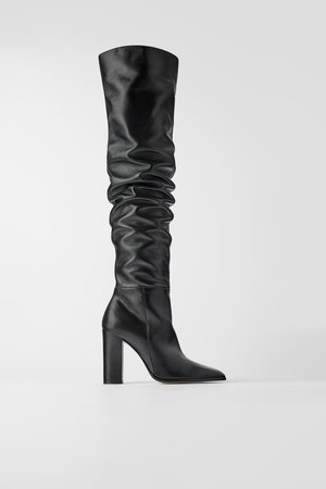 OVER - THE-KNEE HIGH HEEL LEATHER BOOTS-NEW IN-WOMAN | ZARA United States black