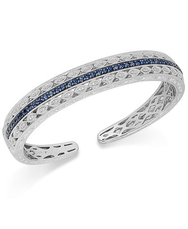 Macy's Sterling Silver Sapphire and Diamond Cuff Bracelet