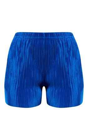 Bright Blue Plisse Elasticated Waist Floaty Shorts | PrettyLittleThing USA