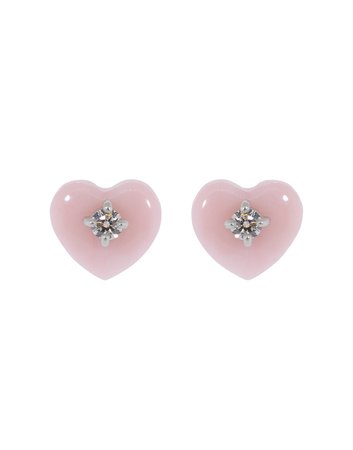 Pink Opal and Diamond Heart Studs | Marissa Collections