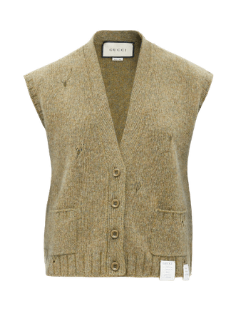 GUCCI Distressed wool sleeveless cardigan