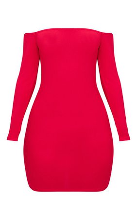 Red Bardot Bodycon Dress | Dresses | PrettyLittleThing