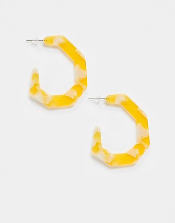 Glamorous resin oval earrings in yellow | ASOS