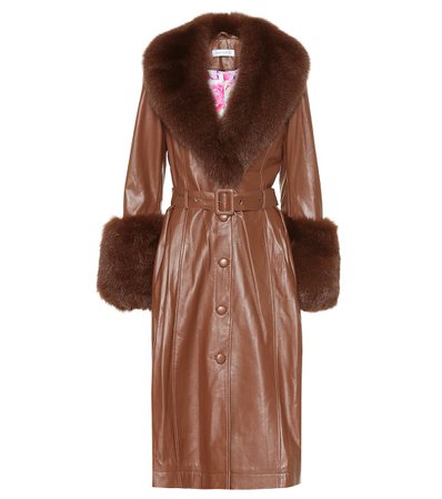 Foxy Fur-Trimmed Leather Coat | Saks Potts - mytheresa.com