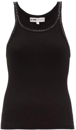 X The Attico Crystal Embellished Ribbed Tank Top - Womens - Black