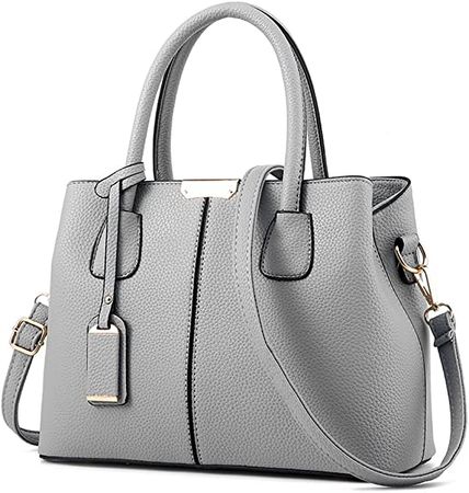 Amazon.com: Covelin Women's Top-handle Cross Body Handbag Middle Size Purse Durable Leather Tote Bag Grey : Clothing, Shoes & Jewelry