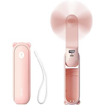 Amazon.com: JISULIFE Handheld Mini Fan, 3 IN 1 Hand Fan, USB Rechargeable Small Pocket Fan [12-19 Working Hours] with Power Bank, Flashlight, Portable Fan for Travel/Summer/Concerts/Lash, Gifts for Women(Pink) : Home & Kitchen