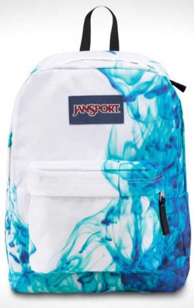 White Backpack With Blue Flames