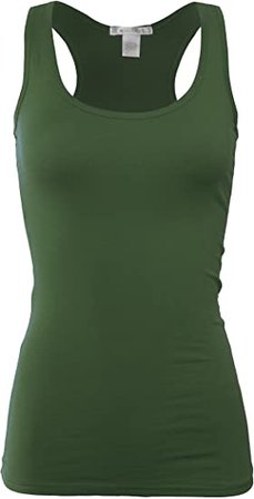 *clipped by @luci-her* Bozzolo Women's Basic Cotton Spandex Racerback Solid Plain Fitted Tank Top at Amazon Women’s Clothing store