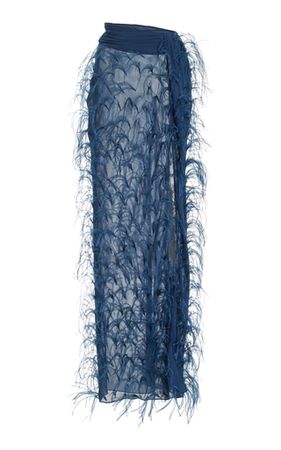 Feather-Embroidered Asymmetric Maxi Skirt By Lapointe | Moda Operandi
