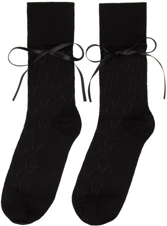 Simone Rocha Black Lace Ribbon Socks Simone Rocha